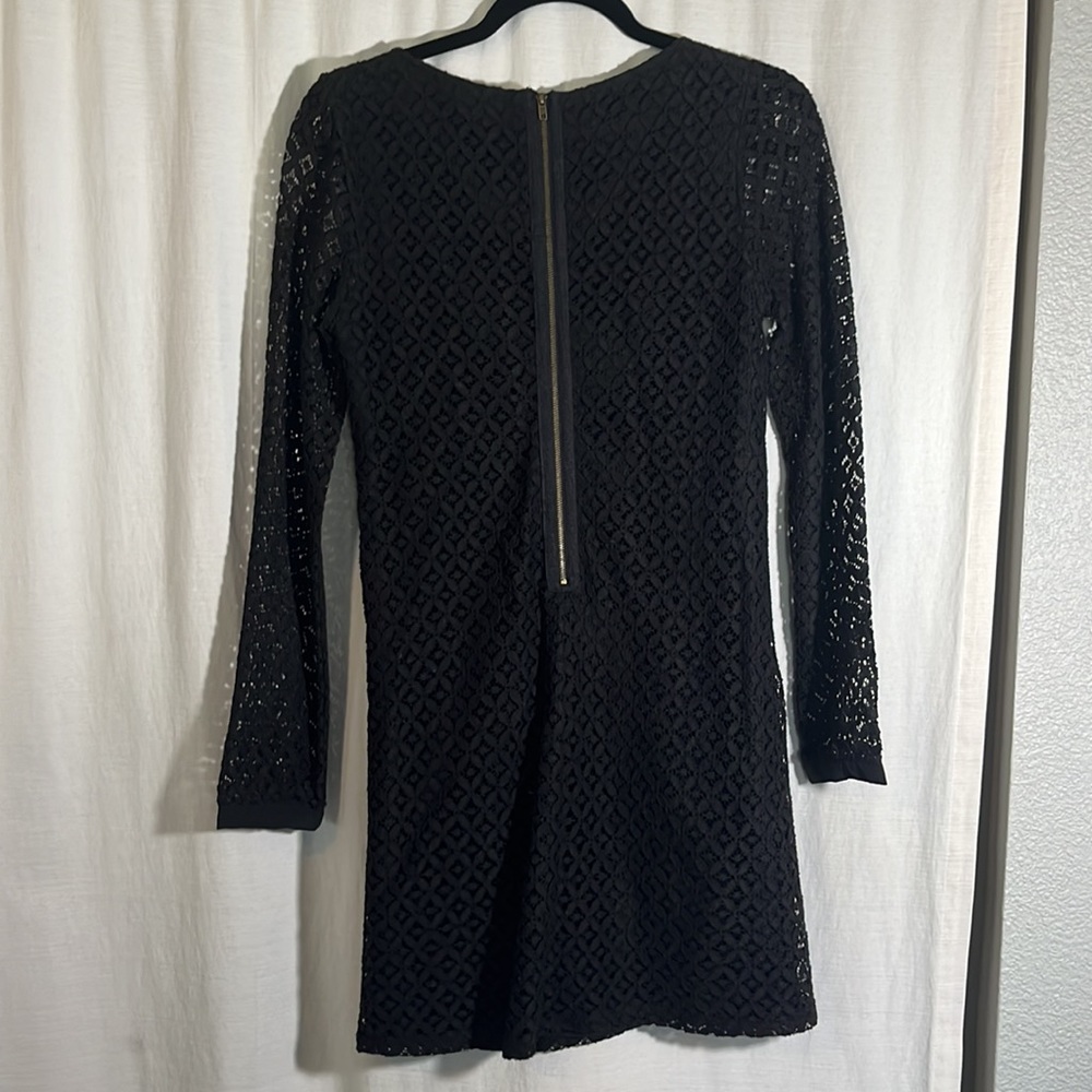 Black Lace Long Sleeve Mini Dress, SP - Picture 3 of 4